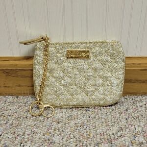 Lilly Pulitzer Coin Purse With Clip And Key Ring. Cream Gold. NWOT